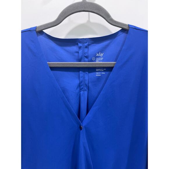 Aday That's A Wrap Top V-neck Long Sleeves in Blue Sz S - Picture 3 of 9